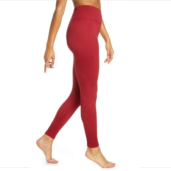 NWD Zella High Waist Ribbed‎ Seamless 7/8 Leggings Red [SZ Large ] - Picture 13 of 13